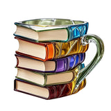300ml Painted Book Mug Novelty Glass Coffee Cup for for Book Lover Style 2