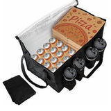 77L Insulated Food Delivery Bag with Four Hole Cup Holder Black