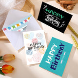 24 Pcs Set Happy Birthday Cards with Envelopes and Stickers Assorted Birthday Greeting Card Set for Family Friends Coworkers Blue and Black
