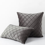 Velvet Cushion Cover Rhombus Pleated for Bedroom Sofa Window Seat Gray