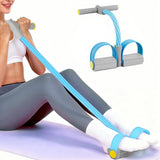 6-Tube Pedal Resistance Band with Handles Fitness Expander for Body Workouts Blue