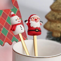 6Pcs Christmas Cutlery Cake Dessert Coffee Stainless Steel Spoon Fruit Fork Tableware Style 1