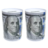 2Pcs Money Savings Piggy Bank Bill Coin Saver Tin