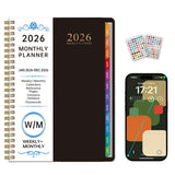 2026 Weekly and Monthly Planner Calendar Notebook with Stickers Black