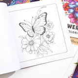 Set of 2 Coloring Books Floral Butterfly 24 Designs Each