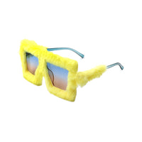 Y2K Fuzzy Decorative Glasses Retro Funny Oversized Square Glasses Trending Decor Yellow