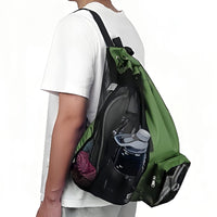 Swim Bag with Wet Pocket Mesh Drawstring Backpack for Swimming Gym Green