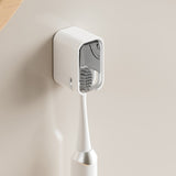 2PCS Wall-Mounted Toothbrush Holders with Cover Shower Tooth Brush Storage Grey
