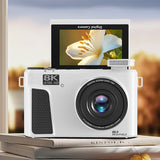 8K Digital Camera with Flip Screen WIFI Remote Control for Photography White