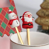 6Pcs Christmas Cutlery Cake Dessert Coffee Stainless Steel Spoon Fruit Fork Tableware Style 3
