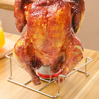 Beer Can Chicken Holder Stainless Steel Stand with Handle for Grill & Smoker Style 2