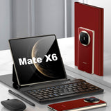 Bluetooth Keyboard Leather Case with Wireless Mouse & Stylus for Samsung Galaxy Z Fold 7/6/5 Red