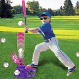 3-in-1 Tee Ball Set for Retractable Baseball Batting Tee Set Pink