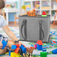 3Pcs Reusable Grocery Bag Non-Woven Shopping Tote Bag with Handles Gray