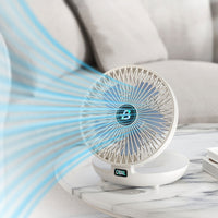 3-Speed Adjustable Air Circulator Fan Foldable  Wall Hanging Fan Rechargeable Desktop Cooling Fan White