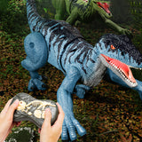 2.4Ghz Remote Control Dinosaur Toy Electric RC Walking Toy Blue Velociraptor