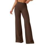 High-Waist Micro Flare Straight Leg Yoga Pants for Workout Brown