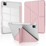 Case with Y-Shaped Stand for iPad 10th Gen 10.9 and iPad 11th Gen A16 11-inch Clear Back Cover with Pencil Holder Pink