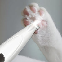 Cordless Pet Paw Trimmer with LED Light Rechargeable Grooming Tool for Dog Cat White
