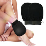 2Pcs Moroccan Exfoliating Gloves – 100 Percent Viscose Body Scrub Bath Mitts Black