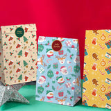 24PCS Christmas Flat Top Paper Gift Bags for Christmas Eve Apples