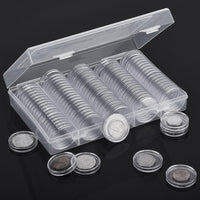 100 Pieces 30mm Coin Capsules Coin Holders Round Coin Protectors with Storage Organizer Box for Coin Collection Supplies