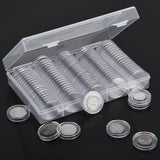 100 Pieces 30mm Coin Capsules Coin Holders Round Coin Protectors with Storage Organizer Box for Coin Collection Supplies