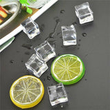 25 PCS Clear Simulated Ice Cubes for Drink Reusable Ice Cubes for Decor Home Bar Parties