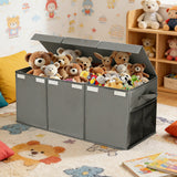 Foldable Toy Storage Organizer Box with Lid & Dividers Gray Large