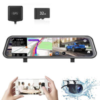 12" 4K Streaming Rearview Mirror Dash Cam with Dual Lens & Night Vision