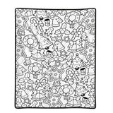 Christmas Coloring Blanket for Adults DIY Black White Line Art Style 2