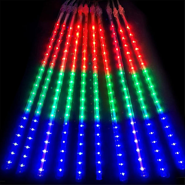 LED Meteor Shower Raindrop String Lights Solar Powered for Outdoor Decorations Multicolor