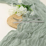 90 x 300cm Easter Cheesecloth Table Runner Boho Rustic Table Runner for Wedding Party Home Decor Green