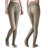Women Winter Tights Pantyhose Trendy Fake Translucent Warm Stockings High Waisted Fleece Thick Leggings Gray
