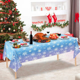 3Pcs Snowflake Tablecloth Blue & Purple Disposable Winter Table Cover for Xmas