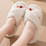 Non Slip Open Toe Slippers for Women Indoor and Outdoor White