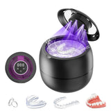 Ultrasonic Retainer Cleaner Machine 45kHz Ultrasonic Dentures Cleaner for Night Guards Braces  Aligner Black