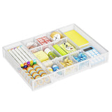 Adjustable Desktop Drawer Organizer Expandable Basket with Dividers for Home White
