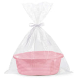 Gift Basket With Bag And Ribbons Woven Storage Basket With Handle - Pink