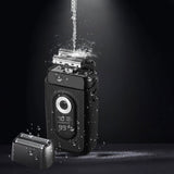 USB Rechargeable Electric Razor LED Display Shaver with Double Floating Blade for Men Black