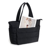 Puffer Tote Bag Quilted Puffy Handbag Lightweight Satchel Bag Black