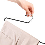 10 Pack Open Pant Hangers Space Saving Clothes Hangers with Non Slip Curved Ends for Jeans Trousers Skirts Scarves Towels Blankets Black