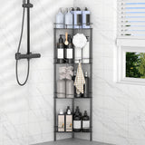 4 Tier Floor Standing Corner Shower Caddy Organizer Shelf with Hooks