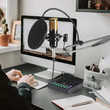 Recording Condenser Mic Kit with Sound Card for Streaming Gold