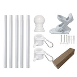 Flag Pole Kit with 360-Degree Rotating Rings and Two-Position Bracket White