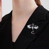 Set of 2Pcs Fashion Flying Dragon Brooch Pin Retro Dragon Lapel Pin Clothing Hat Decoration Brown ahd Black