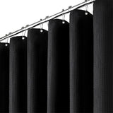 Water Resistant Waffle Shower Curtain with 12 Rustproof Metal Rings Black