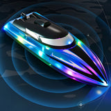 LED Transparent RC Speedboat Dual Motor with 2.4G Remote Control Blue