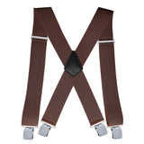 Adjustable X Back Suspenders Men's Elastic with 4 Metal Clips 120cm Brown