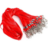 50PCS ID Badge Lanyards Polyester Flat with 360 Swivel Hooks Red